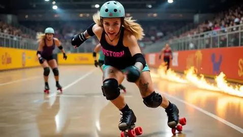 AI Video from prompt: Roller Derby Girl Character Concept — Action Sce