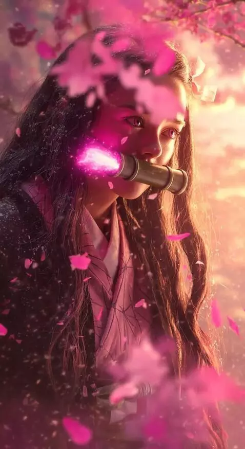 AI Video from prompt: hotorealistic IMAX cinematic portrait of Nezuko 