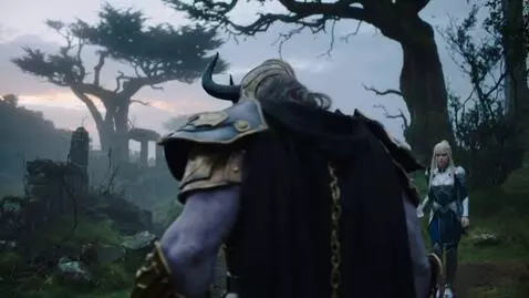 AI Video from prompt: Radan from the Elden ring, stands with his back 