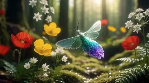 AI Video from prompt: A small, delicate flying creature with iridescen