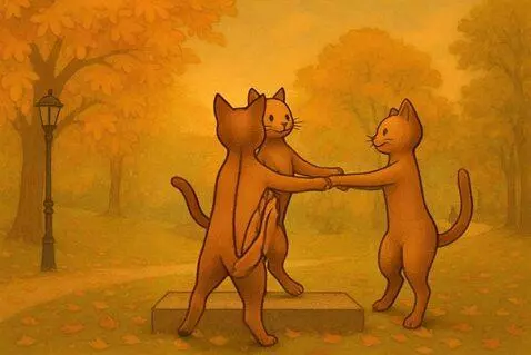 AI Video from prompt: кошечки танцуют, водят хоровод