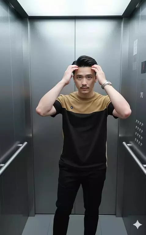 AI Video from prompt: Pria ini berdiri sambil bergaya seperti model pa