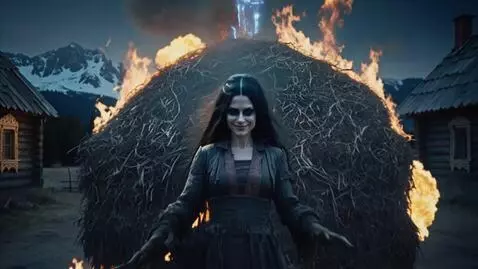 AI Video from prompt: Молчаливая женщина с чёрными длинными волосами, 