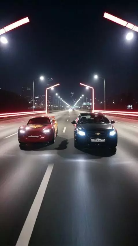 AI Video from prompt: These cars are driving on a night neon highway. 