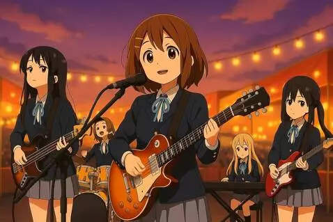 AI Video from prompt: A band plays happy on stage.