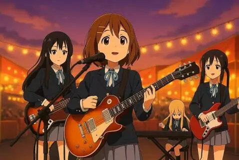 AI Video from prompt: A band plays happily on stage. The video made in