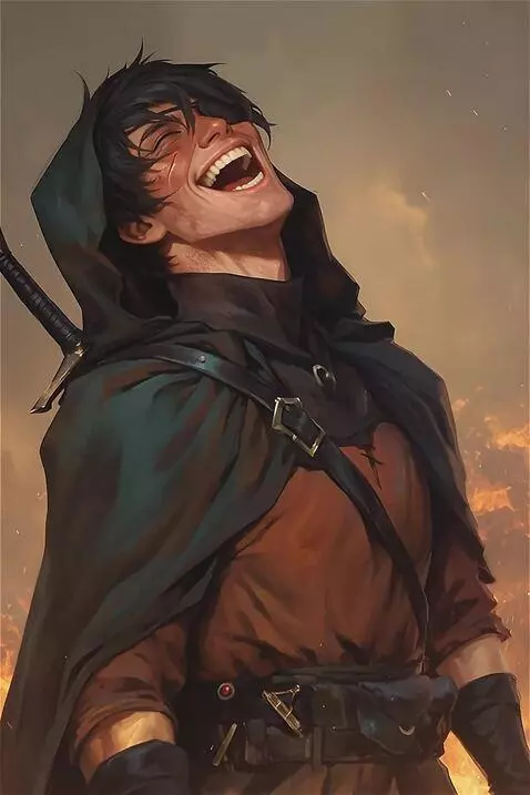 AI Video from prompt: The guy laughs and shrinks sharply, turning into