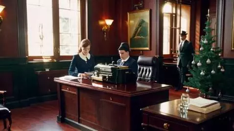 AI Video from prompt: A highly detailed 1930s New York City law office