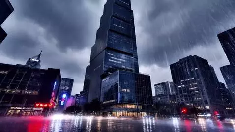 AI Video from prompt: big tower rainy day
