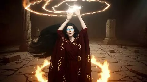 AI Video from prompt: Mysterious sorceress casting a portal, energy sp