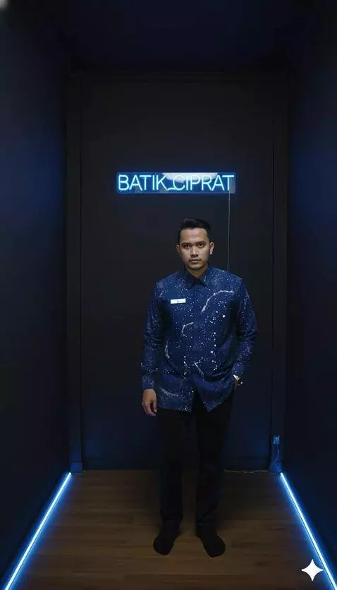 AI Video from prompt: Pria ini bergaya dan berjalan ke depan dengan ek