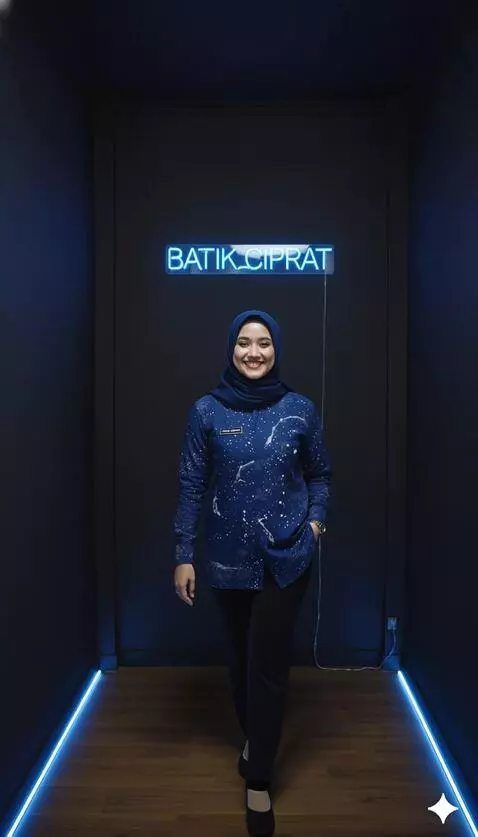 AI Video from prompt: Wanita ini bergaya dan berjalan ke depan dengan 