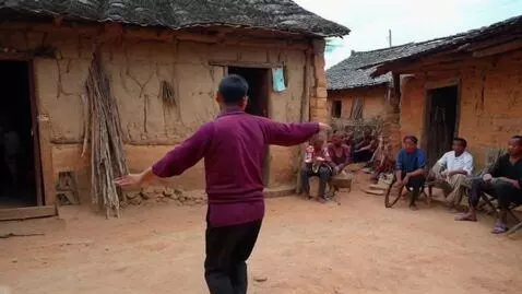 AI Video from prompt: A man dancing in village