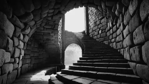 AI Video from prompt: A high-contrast, black and white photograph depi