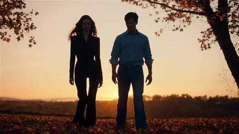 AI Video from prompt: Съёмка со спины: удаляются двое: она высокая стр