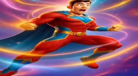 AI Video from prompt: A cartoon hero surrounded by sparkling magical l