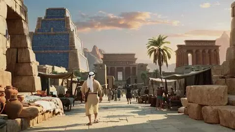 AI Video from prompt: Путешествие по Древнему Вавилону. Кинематогрофич