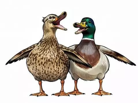 AI Video from prompt: Cheerful ducks are croaking