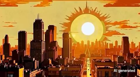 AI Video from prompt: moscow skyline, sunrise, sun is going up, parall