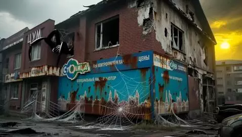 AI Video from prompt: Из оконного проема выползает гигантская реалисти