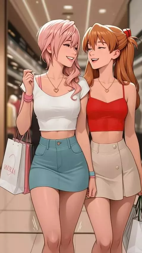AI Video from prompt: two beautiful girls walking and talking, they ar