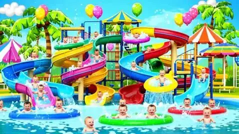 AI Video from prompt: „Un Aqua Park uriaș, plin de culoare și energie,