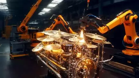 AI Video from prompt: 🎬 2️⃣ “Brassline Assembly”   Robotic arms weld t