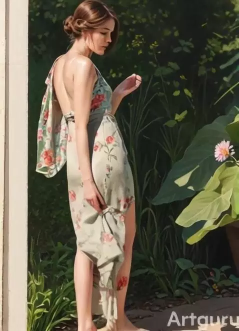 AI Video from prompt: Woman unhooks revealing tatto in