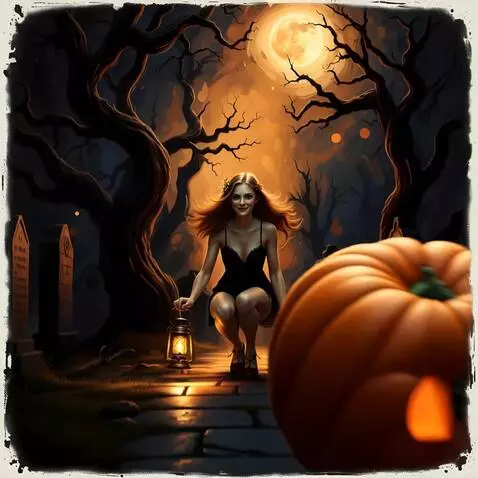 AI Video from prompt: Хэллоуин-тыква реалистично катится под ноги к де