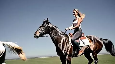 AI Video from prompt: Photorealistic dynamic scene, beautiful blonde w