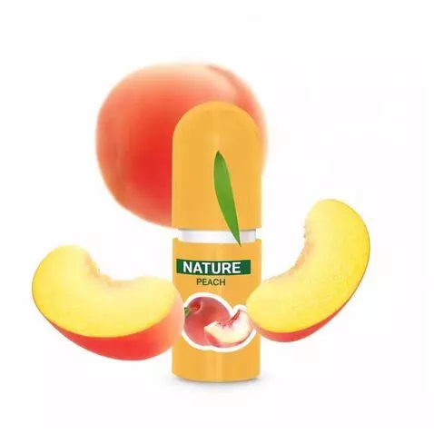 AI Video from prompt: Peach-scented lipstick stands on a stand, and pi