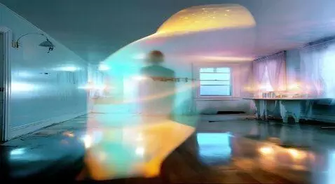 AI Video from prompt: Ghostly figure roams the room