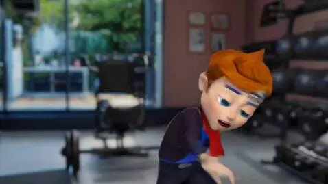 AI Video from prompt: Make a cartoon style man move in gym