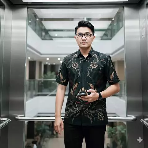 AI Video from prompt: Pria ini bergaya seperti model. Maju sambil main