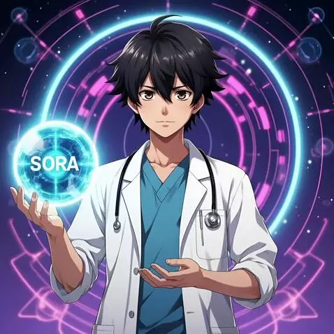 AI Video from prompt: светит шар и вращается круг сзади.