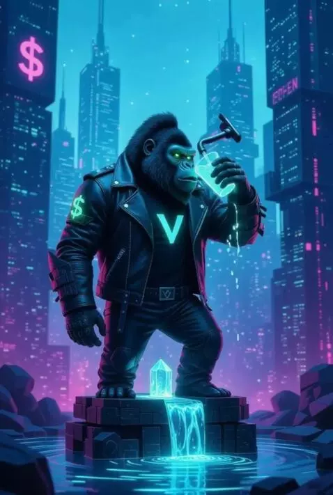 AI Video from prompt: This fomo ape drinks out his cup and then start 