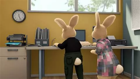 AI Video from prompt: два милых пушистых светло-коричневых зайца на за