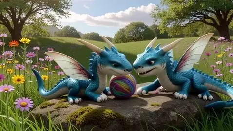 AI Video from prompt: Tiny small dragons like sharks with kitty paws p