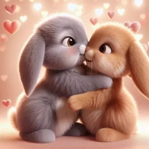 AI Video from prompt: Кролики смеются и обнимаются