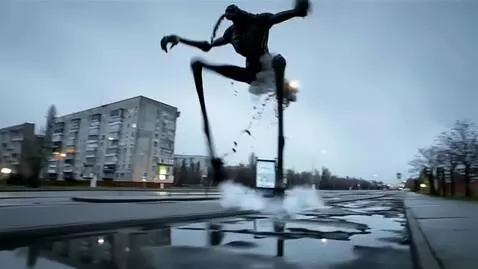 AI Video from prompt: A giant creepy hybrid of a dark monster on long 