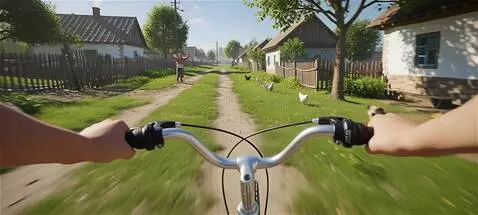 AI Video from prompt: Это вид от первого лица мальчика который катаетс