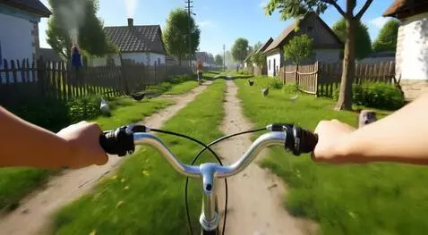 AI Video from prompt: Это вид от первого лица мальчика который катаетс