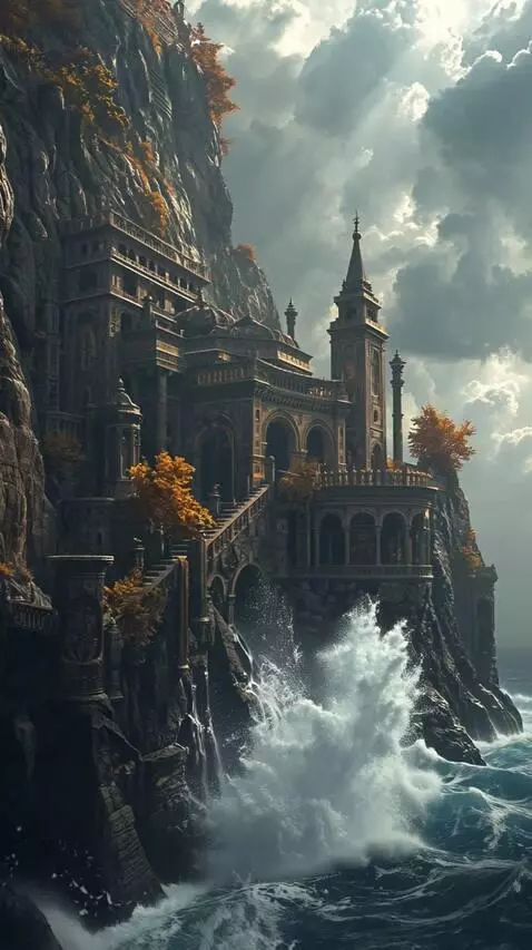 AI Video from prompt: Sea waves crash against the rocks. **A smooth pa