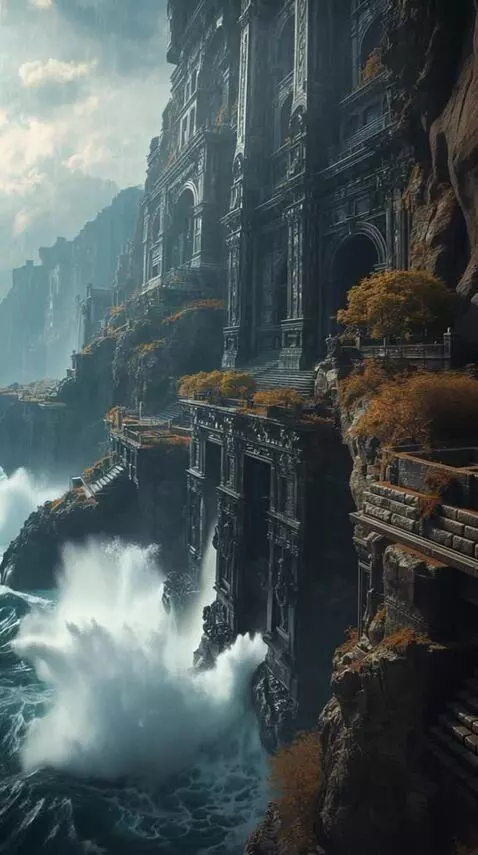 AI Video from prompt: Sea waves crash against the rocks. **A smooth pa