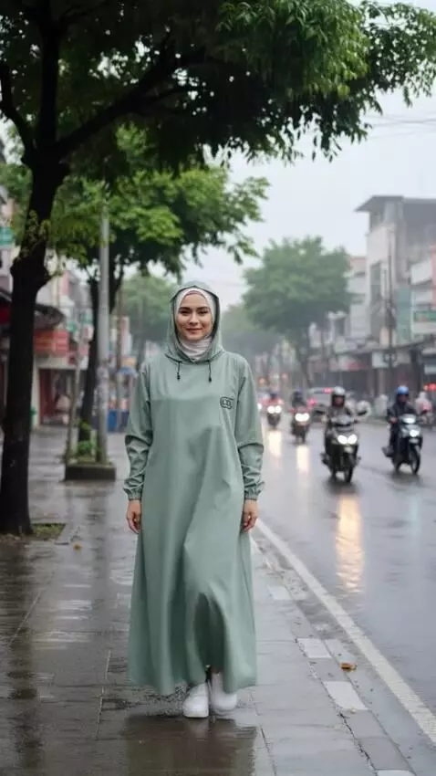 AI Video from prompt: buat model ini sedang berjalan perlahan ke arah 