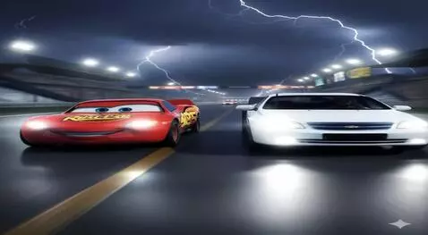 AI Video from prompt: Turn this photo into a video of it racing at ove