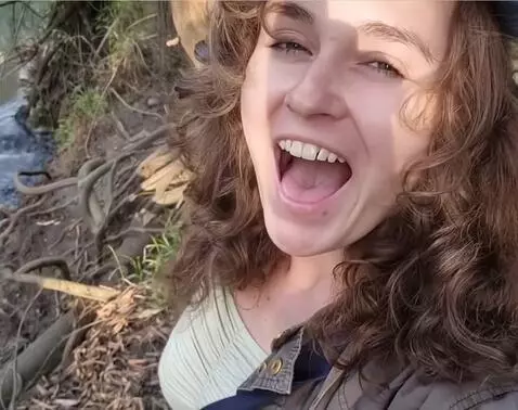 AI Video from prompt: Looking at viewer mouth wide open tongue stickin