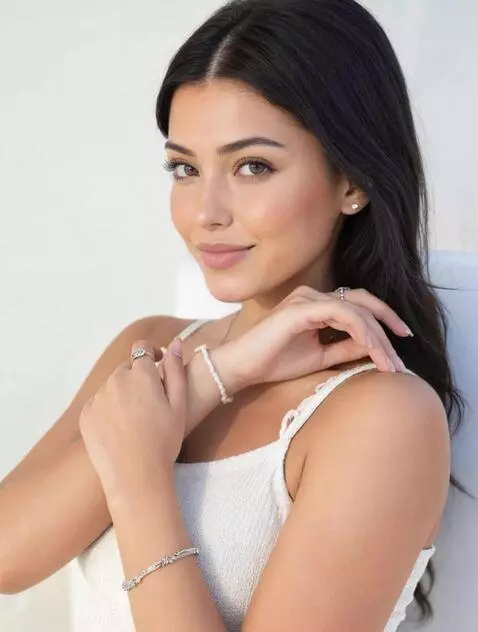 AI Video from prompt: playing with her hair and parting lips subtly. s