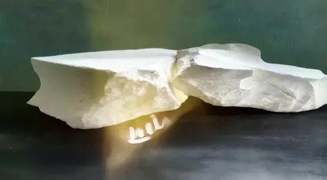 AI Video from prompt: Cinematic close-up of natural white lime stones 