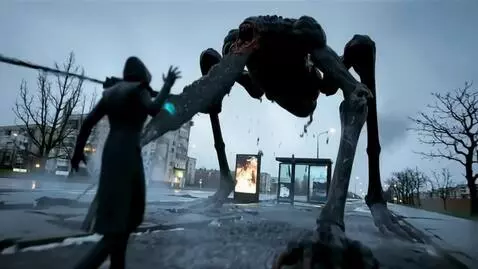 AI Video from prompt: A mysterious androgynous silhouette in black hoo